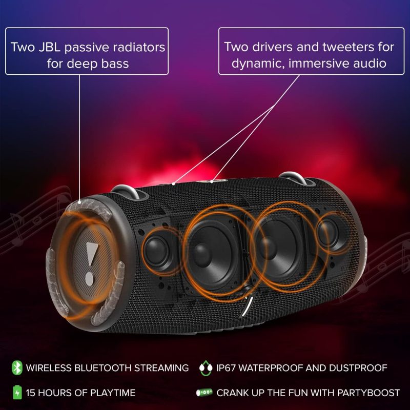 JBL - Xtreme 3 Portable Bluetooth Speaker - Black - Image 4