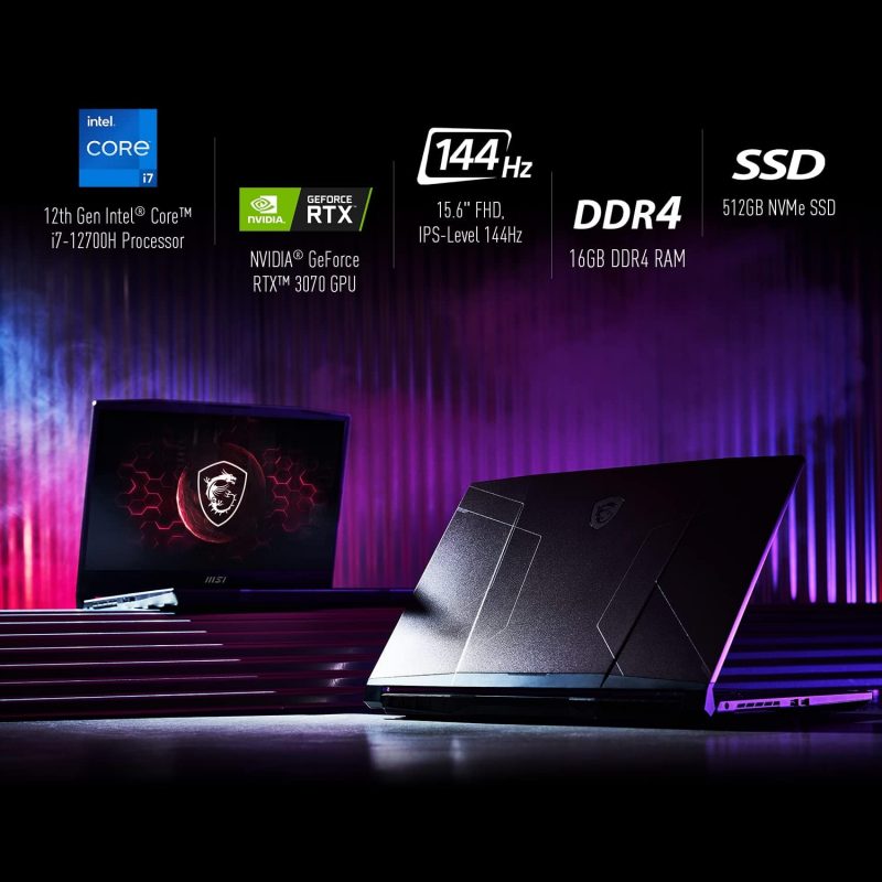 MSI - Pulse GL66 15.6" FHD 144Hz Gaming Laptop: Intel Core i7-12700H RTX 3070 16GB 512GB NVMe SSD, Type-C USB 3.2 Gen 1, RGB Gaming Keyboard, Cooler Boost 5, Win11 Home: Black 12UGKV-464 - Image 6