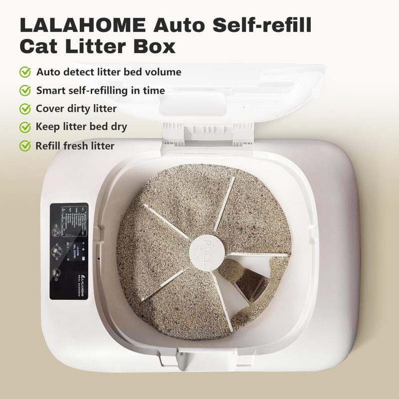 Auto Self-Refill Cat Litter Box Pro* Automatic Cat Litter Box Self Cleaning Litter Box for Multiple Cats, Odor-Removal/App Control/Safety Protection, Robotic Smart Kitty Litter Box Open-Top - Image 5