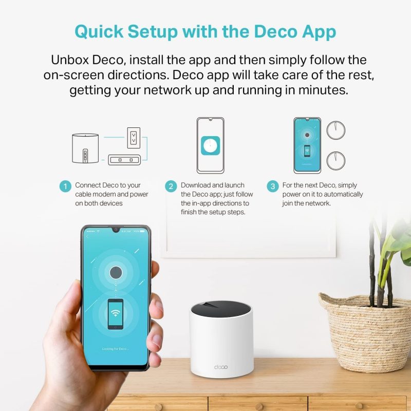 TP-Link Deco AX3000 WiFi 6 Mesh System(Deco X55) - Covers up to 6500 Sq.Ft. , Replaces Wireless Router and Extender, 3 Gigabit ports per unit, supports Ethernet Backhaul (3-pack) - Image 5