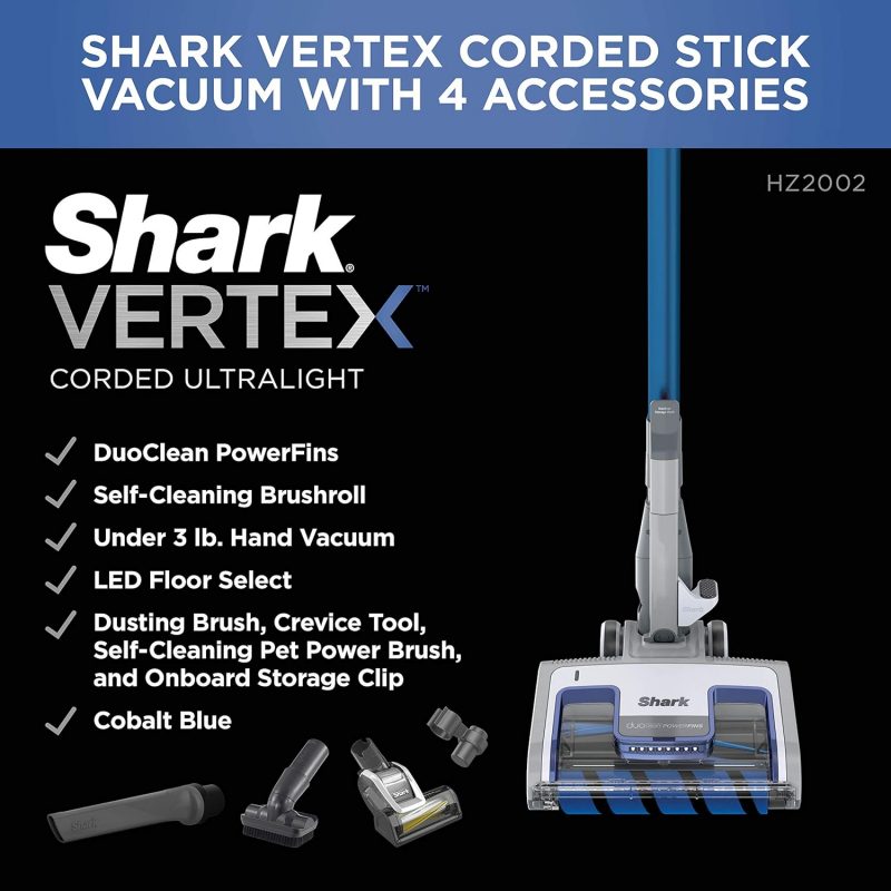 Shark HZ2002 Vertex Ultralight Corded Stick DuoClean PowerFins & Self-Cleaning Brushroll - Image 5
