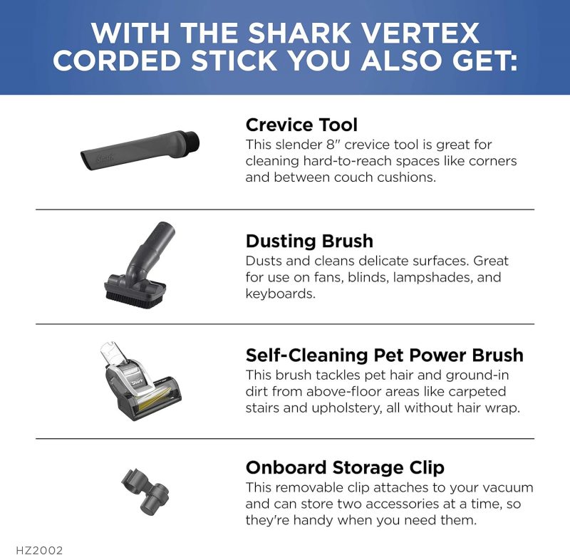 Shark HZ2002 Vertex Ultralight Corded Stick DuoClean PowerFins & Self-Cleaning Brushroll - Image 6