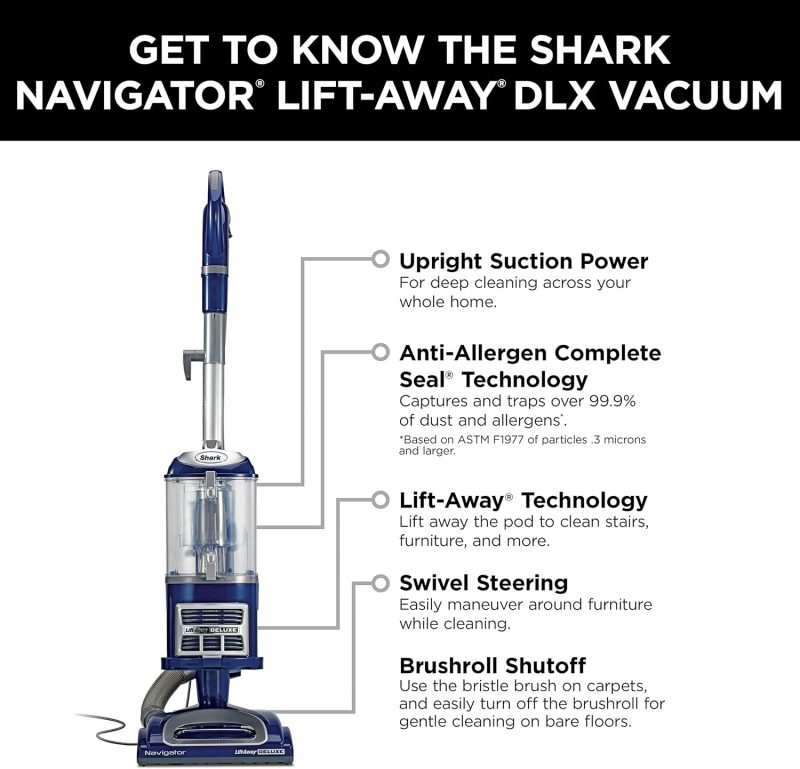 Shark NV360 Navigator Lift-Away Deluxe Upright Vacuum with Large Dust Cup Capacity - Image 7
